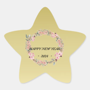 Modern colourful floral flower custom monogram star sticker