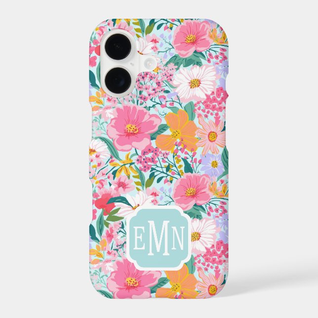 Modern Colourful Floral Garden Monogrammed (Back)