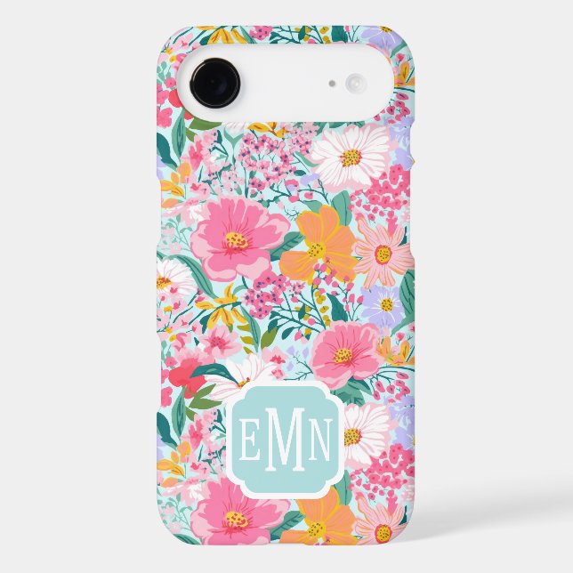 Modern Colourful Floral Garden Monogrammed (Back)