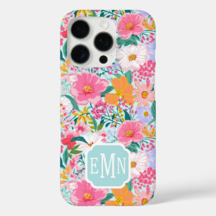 Modern Colourful Floral Garden Monogrammed iPhone 16 Pro Case