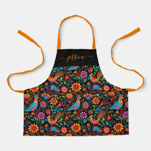Modern colourful floral girl name  apron