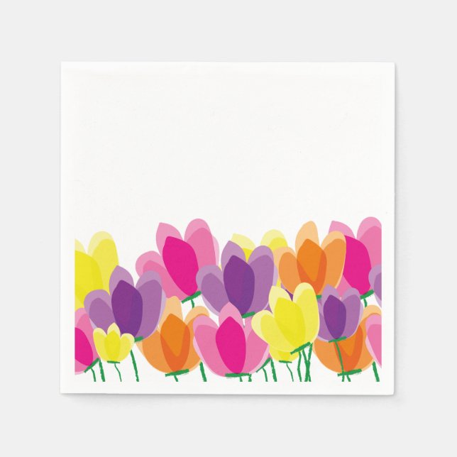 Modern Colourful Floral Napkin (Front)