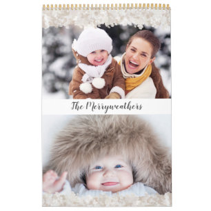 Modern Colourful Floral Pattern Family Photo Calendar