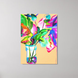 Modern colourful floral still life watercolor Art Canvas Print