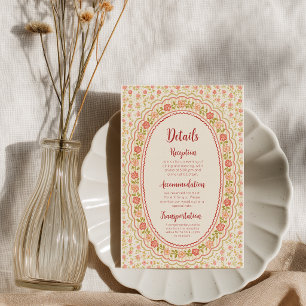 Modern Colourful Floral Wedding Detail card