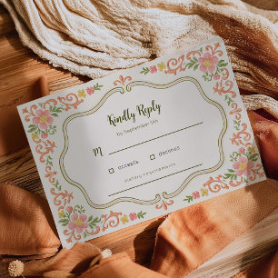 Modern Colourful Floral Wedding Rsvp card