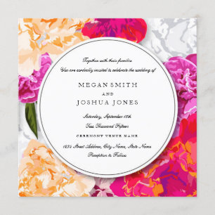 Modern Colourful Floral Wreath Wedding Invitation