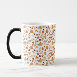 Modern colourful flowers leaves gold rustic autumn magic mug
