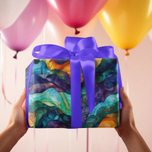 Modern Colourful Fluid Art Painting Alcohol ink Wrapping Paper