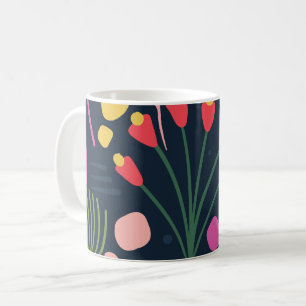 Modern Colourful Foliage Floral Pattern Coffee Mug