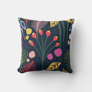 Modern Colourful Foliage Floral Pattern Cushion