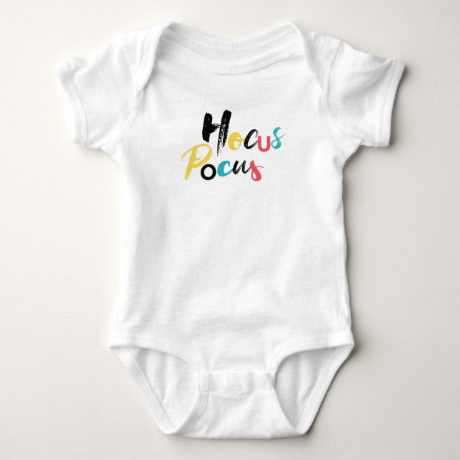 Modern, colourful, fun, cool, trendy Hocus Pocus Baby Bodysuit (Front)
