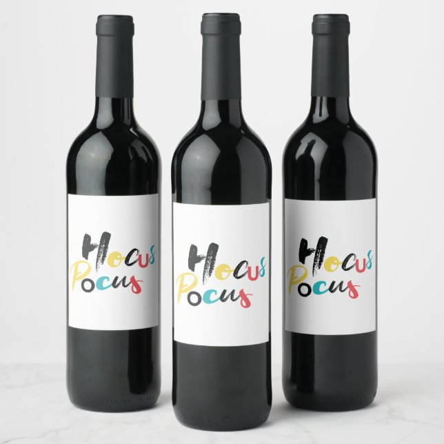Modern, colourful, fun, cool, trendy Hocus Pocus Wine Label (Bottles)