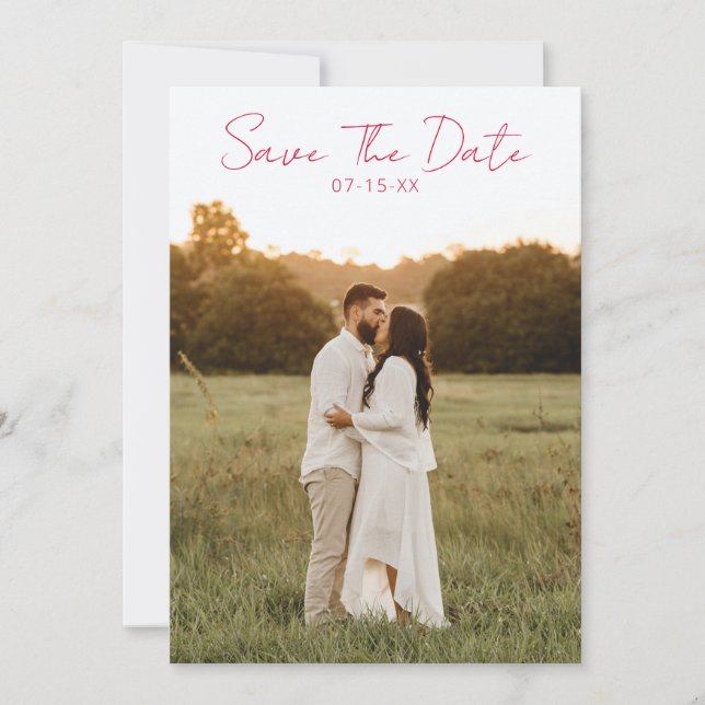 Modern Colourful Fun Retro Whimsical Photo Wedding Save The Date (Front)
