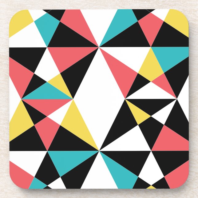 Modern, colourful, fun, trendy, geometric pattern coaster (Front)