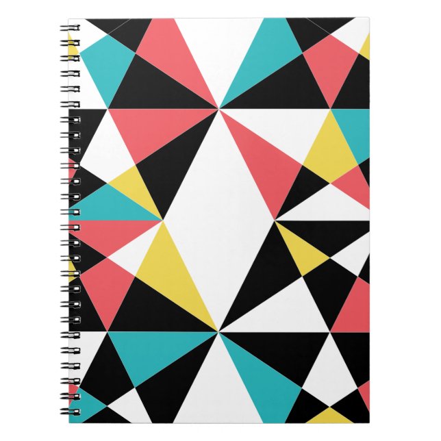 Modern, colourful, fun, trendy, geometric pattern notebook (Front)