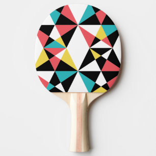 Modern, colourful, fun, trendy, geometric pattern ping pong paddle