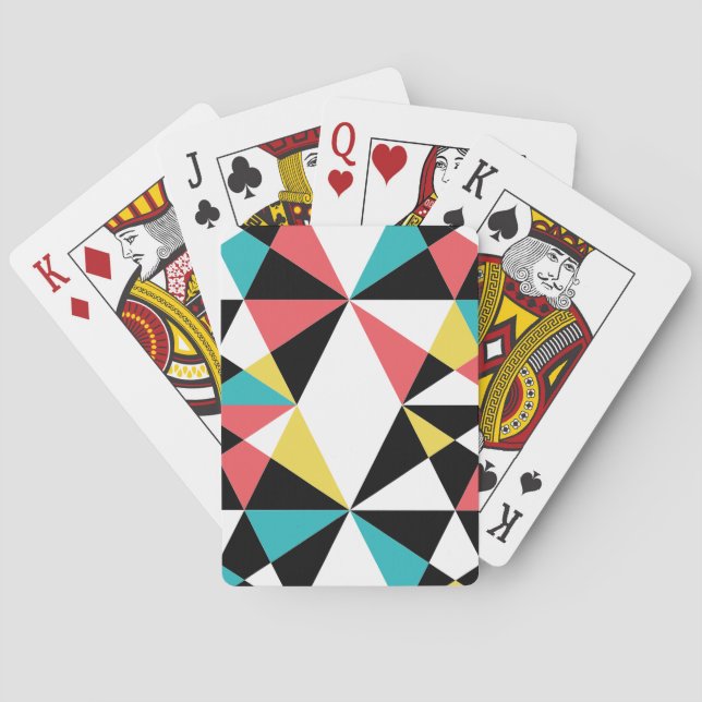 Modern, colourful, fun, trendy, geometric pattern playing cards (Back)