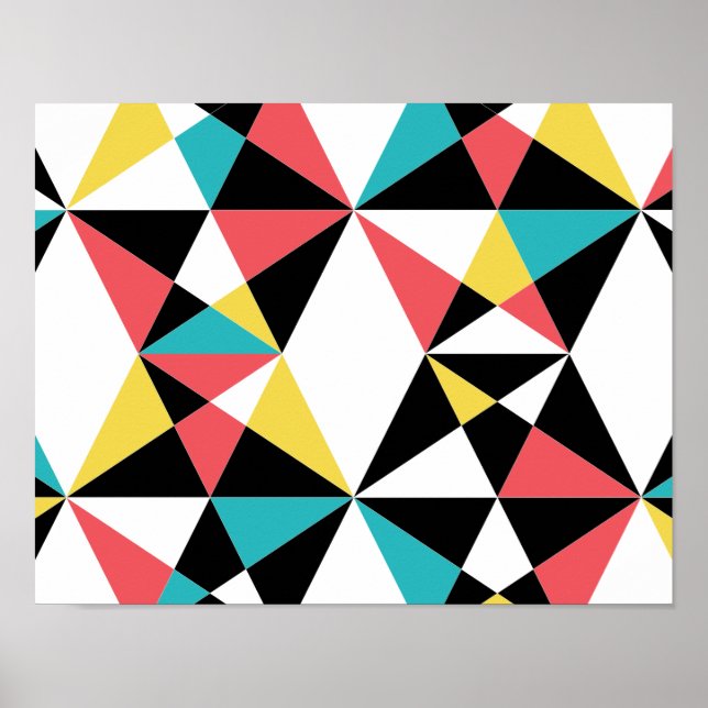 Modern, colourful, fun, trendy, geometric pattern poster (Front)