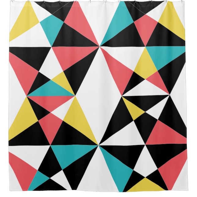 Modern, colourful, fun, trendy, geometric pattern shower curtain (Front)