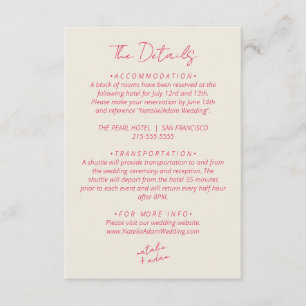 Modern Colourful Fun Warm Retro Wedding Details Enclosure Card