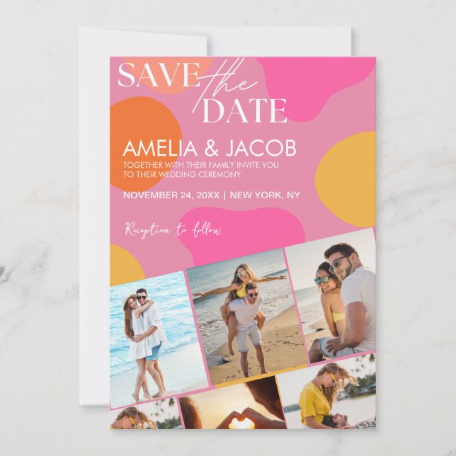 Modern colourful fun Wedding Photo  Save The Date (Front)