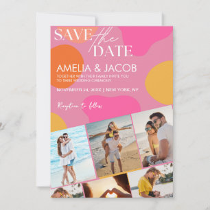 Modern colourful fun Wedding Photo  Save The Date