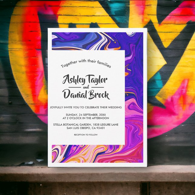 Modern Colourful Galaxy Artistic Abstract Wedding Invitation (Creator Uploaded)