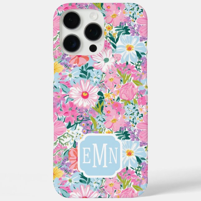 Modern Colourful Garden Monogrammed  Case-Mate iPhone Case (Back)