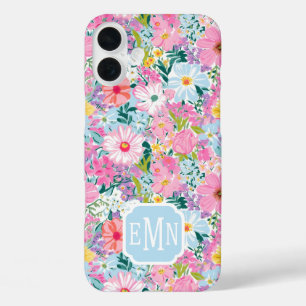Modern Colourful Garden Monogrammed iPhone 16 Plus Case