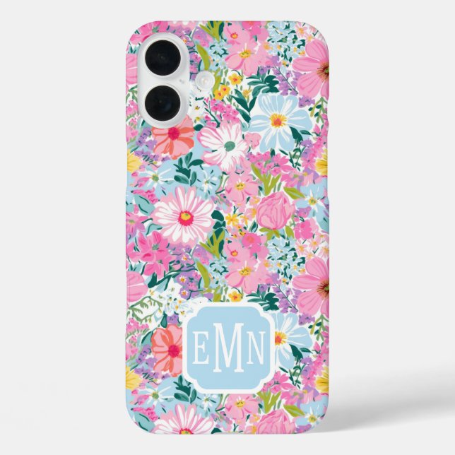 Modern Colourful Garden Monogrammed Case-Mate iPhone Case (Back)