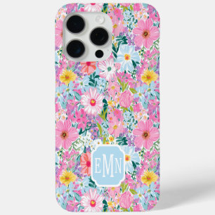 Modern Colourful Garden Monogrammed iPhone 15 Pro Max Case