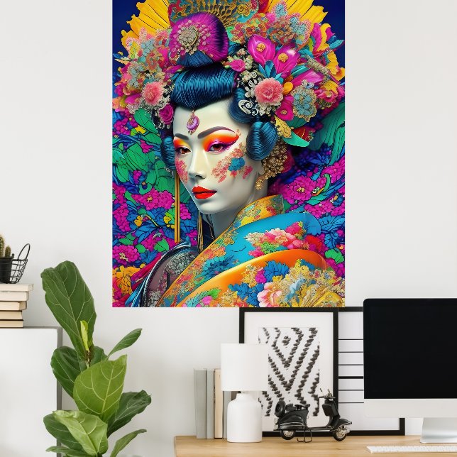Modern Colourful Geisha Poster  (Home Office)