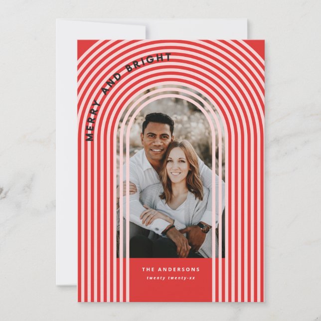 Modern colourful geometric abstract holiday photo card (Front)