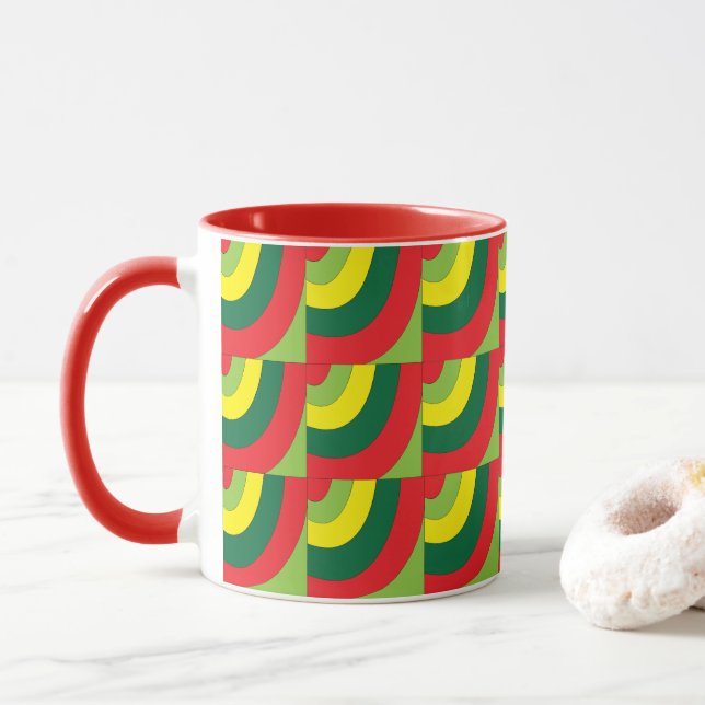 Modern Colourful Geometric Arch Pattern Mug (With Donut)