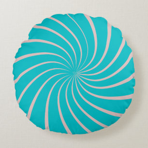Modern colourful geometric blue pink trendy chic round cushion