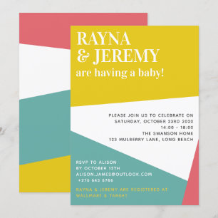 Modern Colourful Geometric Couple's Baby Shower Invitation