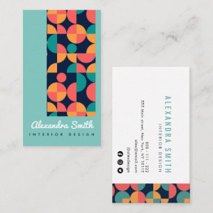 modern colourful geometric interior design business card