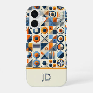 Modern Colourful Geometric Monogrammed iPhone 16 Case