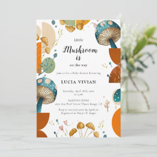 Modern Colourful Geometric Mushroom Baby Shower Invitation