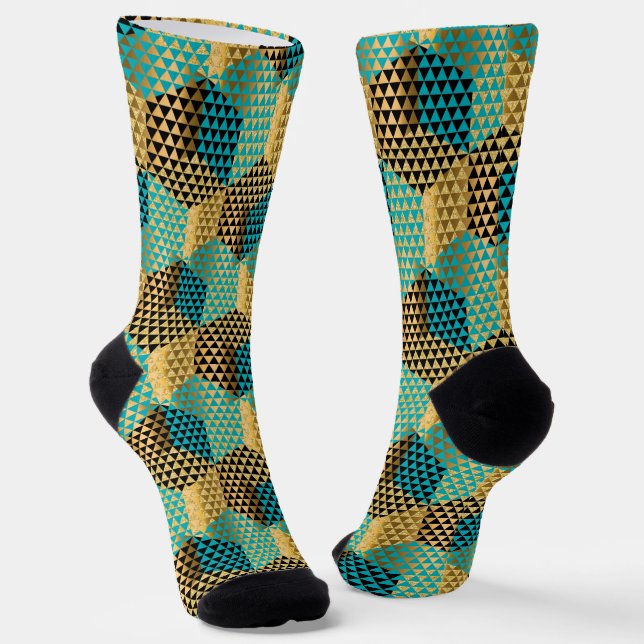 Modern Colourful Geometric Octagon Pattern Socks (Angled)
