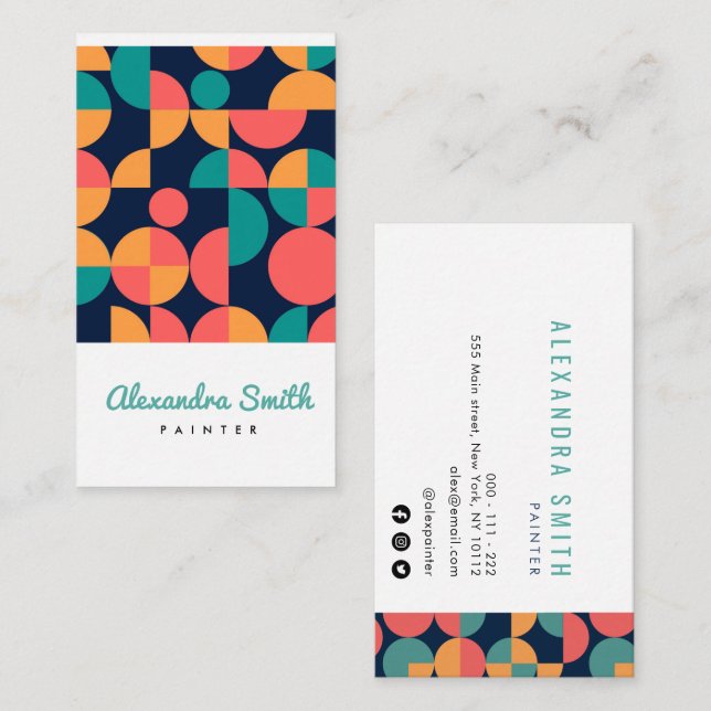 modern colourful geometric pattern painter business card (Front/Back)
