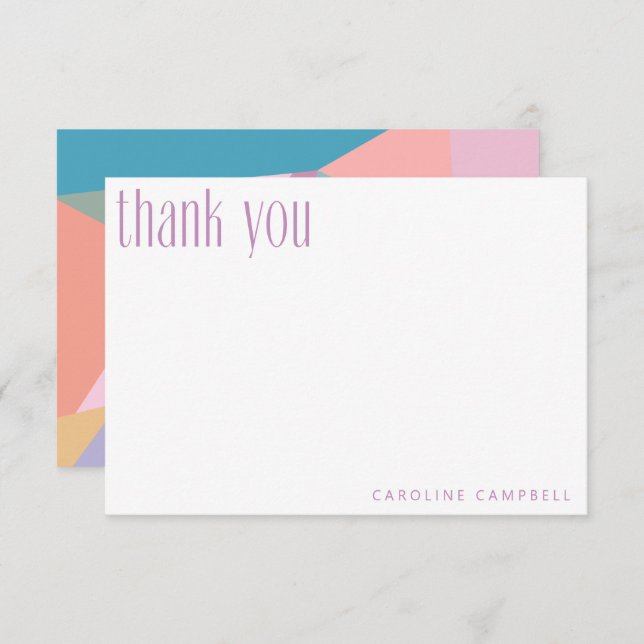 Modern Colourful Geometric Purple Custom Graduatio Thank You Card (Front/Back)