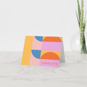 Modern Colourful Geometric Shapes Personalised Note Card