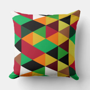 Modern Colourful Geometric Triangles Pattern 3 Cushion