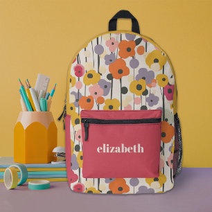 Modern Colourful Girls Floral Pattern Printed Backpack