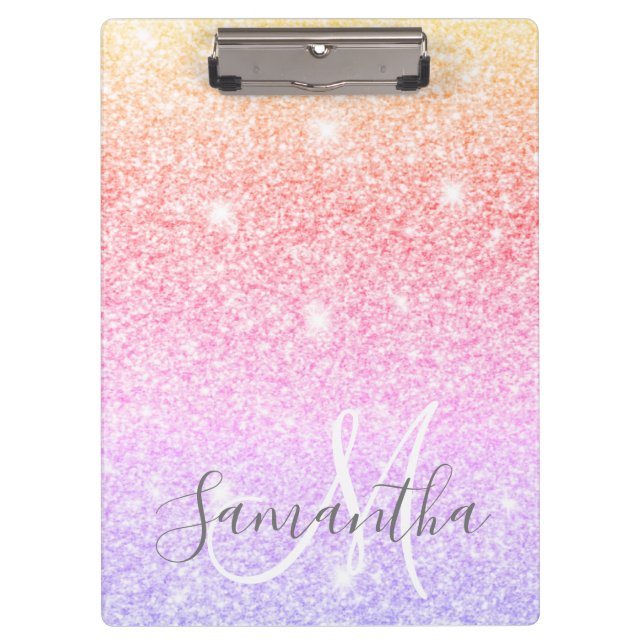 Modern Colourful Glitter Sparkles Personalised Nam Clipboard (Front)