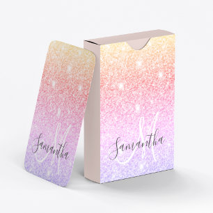 Modern Colourful Glitter Sparkles Personalised Nam Playing Cards