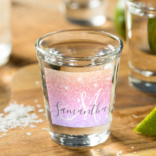 Modern Colourful Glitter Sparkles Personalised Nam Shot Glass