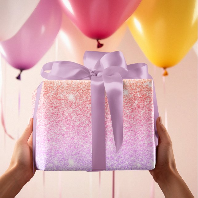 Modern Colourful Glitter Sparkles Personalised Nam Wrapping Paper (Creator Uploaded)